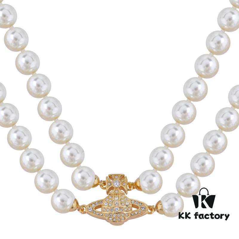 Westcom Lady Lin Na Lian Same Style GRAZIELLA Magnetic Pearl Necklace - Small Double Layer - Gold