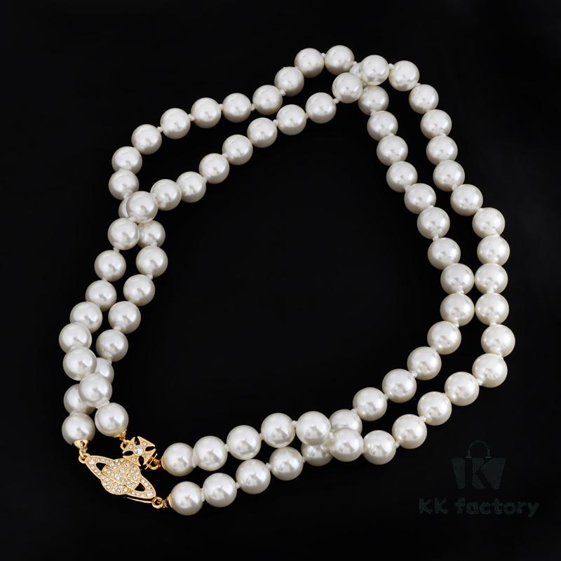 Westcom Lady Lin Na Lian Same Style GRAZIELLA Magnetic Pearl Necklace - Small Double Layer - Gold