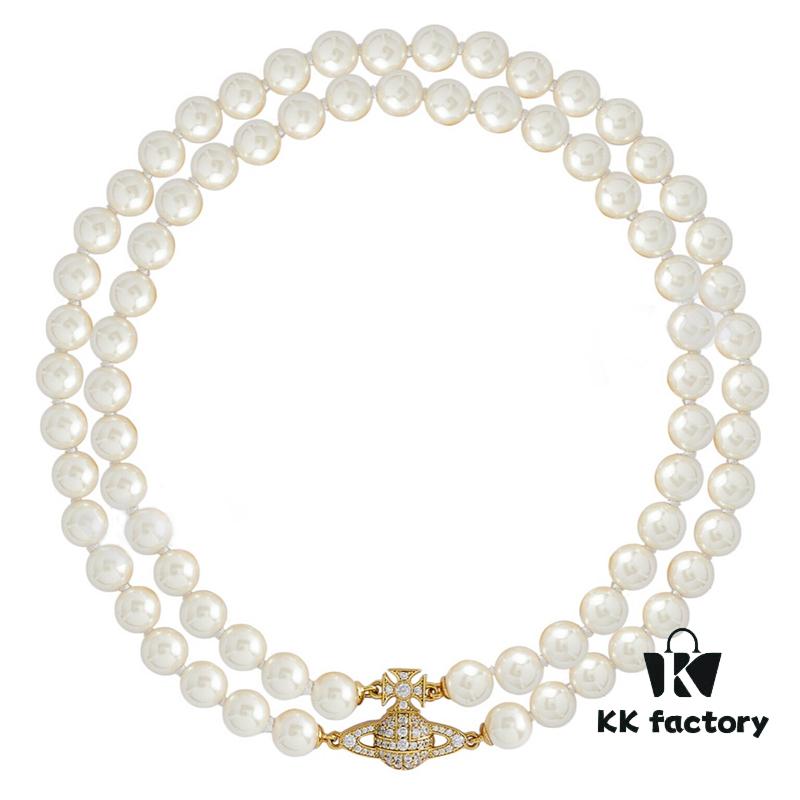 Westcom Lady Lin Na Lian Same Style GRAZIELLA Magnetic Pearl Necklace - Small Double Layer - Gold