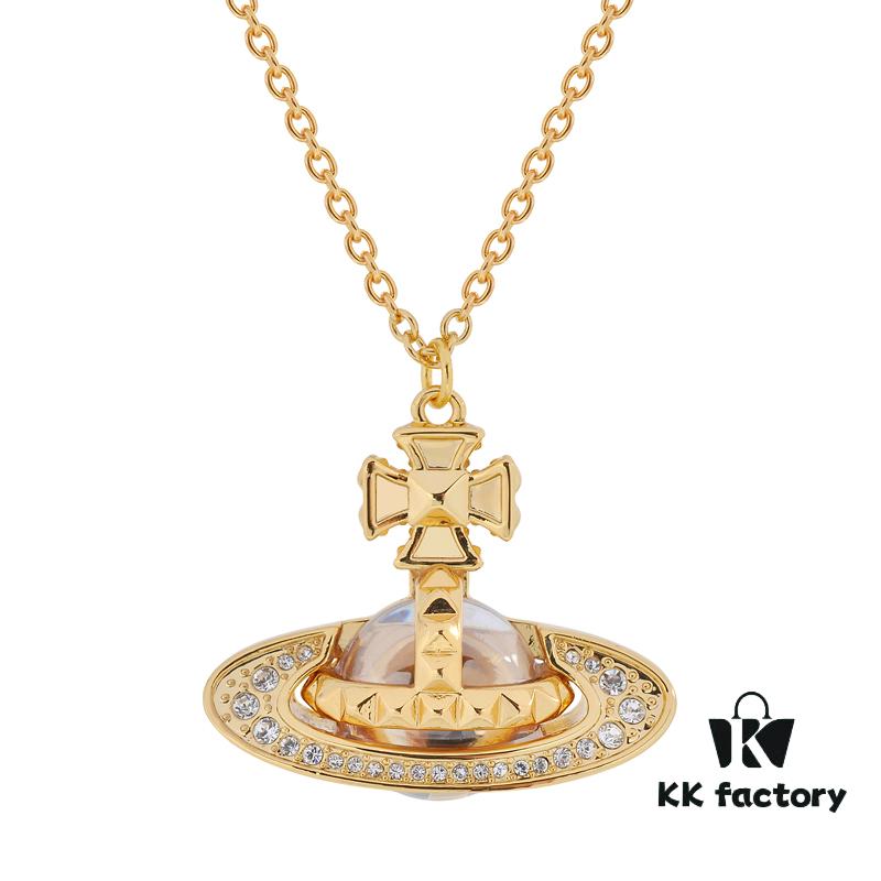 69300e8312f62673a6fac0f4 Vivienne Westwood Rhinestone Glass Bead - Half-Face Necklace - Large Gold