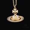 Vivienne Westwood Rhinestone Glass Bead - Half-Face Necklace - Large Gold