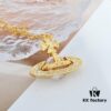Vivienne Westwood Rhinestone Glass Bead - Half-Face Necklace - Large Gold