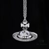 West Queen Rivet Glass Bead - Half-Face Necklace - Large Silver