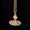 West Queen Studs Glass Beads - Half-Face Necklace - Small Gold