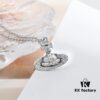 Vivienne Westwood Rhinestone Glass Bead - Half-Face Necklace - Small Silver