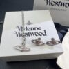 69300e9212f62673a6fac112 Lady Vengeance Pink Diamond Saturn Necklace and Stud Earrings Set In Stock