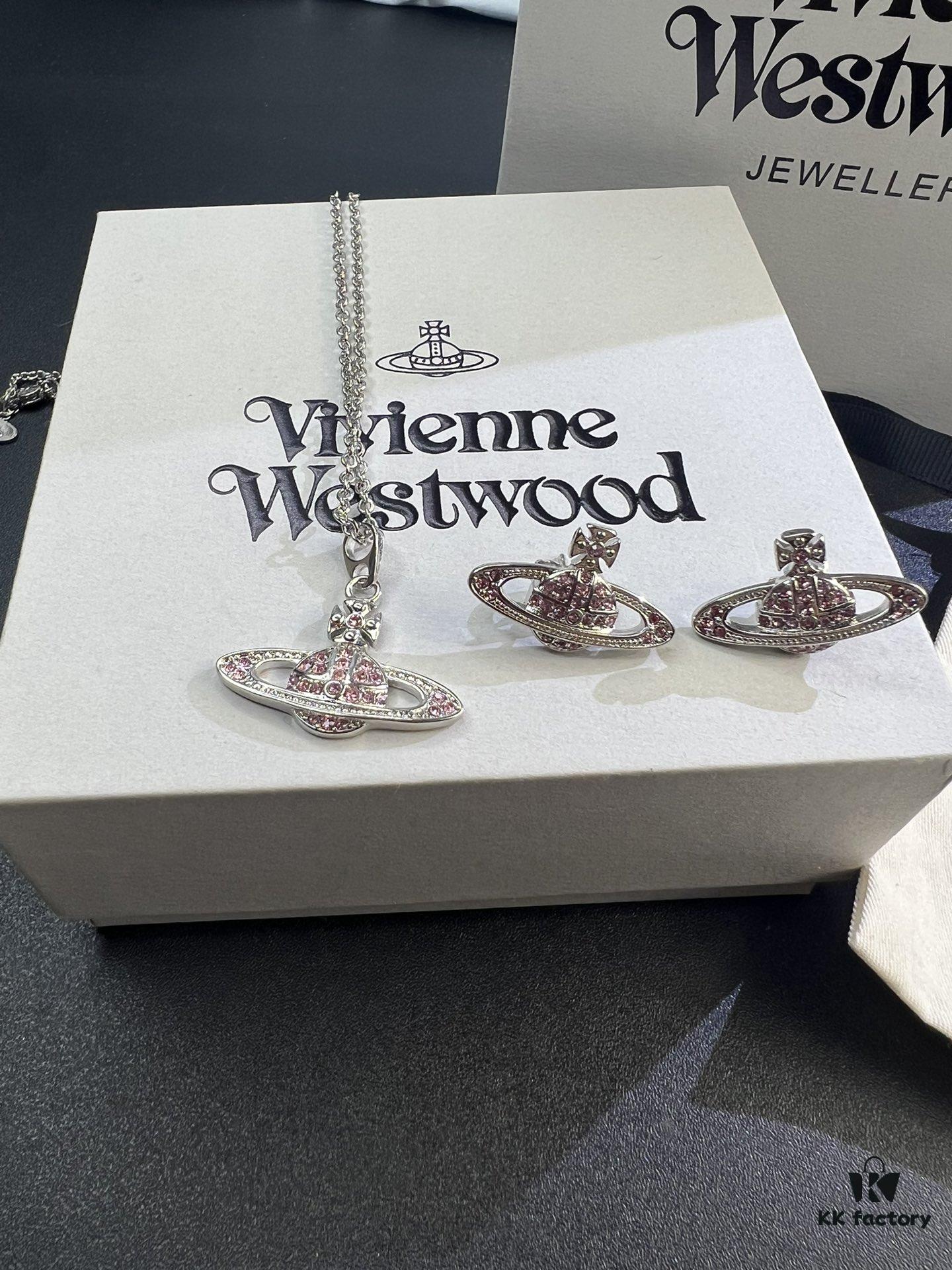 69300e9512f62673a6fac113 Lady Vengeance Pink Diamond Saturn Necklace and Stud Earrings Set In Stock