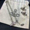 69300e9512f62673a6fac114 Lady Vengeance Pink Diamond Saturn Necklace and Stud Earrings Set In Stock