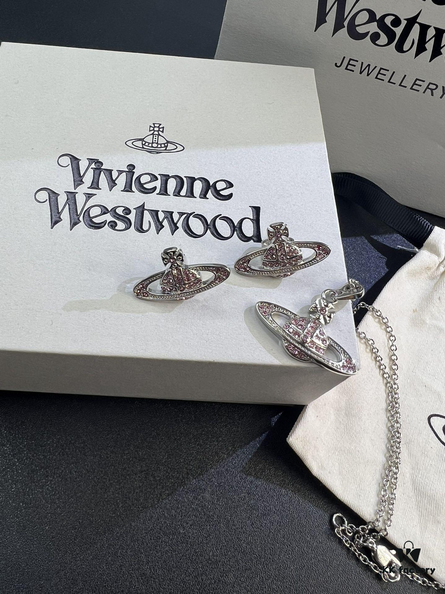 69300e9612f62673a6fac117 Lady Vengeance Pink Diamond Saturn Necklace and Stud Earrings Set In Stock