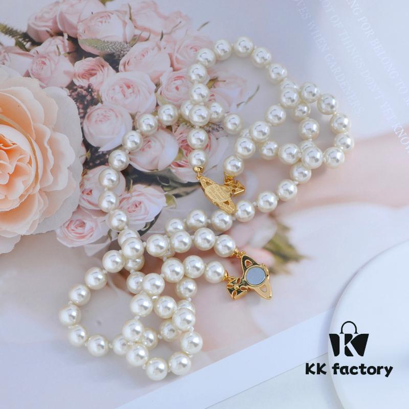 Westcom Lady Lin Na Lian Same Style GRAZIELLA Magnetic Pearl Necklace - Small Double Layer - Gold