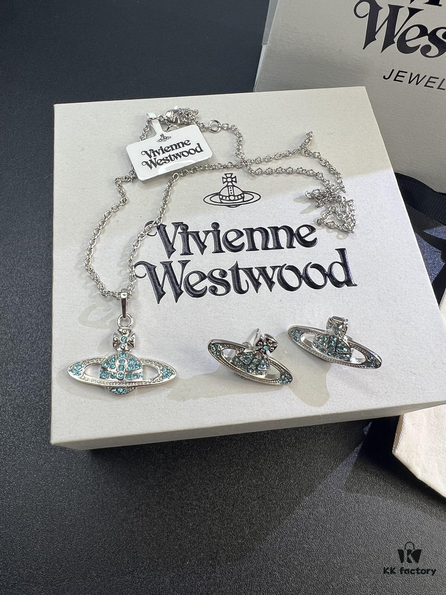 69300e9712f62673a6fac119 Lady Veda Lan Zuan Saturn Necklace and Stud Earrings Set In Stock
