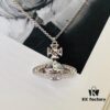 West Queen Rivet Glass Bead - Half-Face Necklace - Large Silver