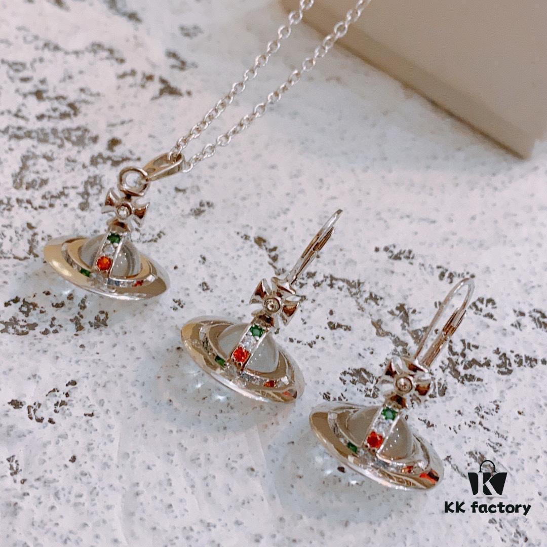 69300e9c12f62673a6fac11f Vivienne Westwood Saturn Earrings and Necklace Set