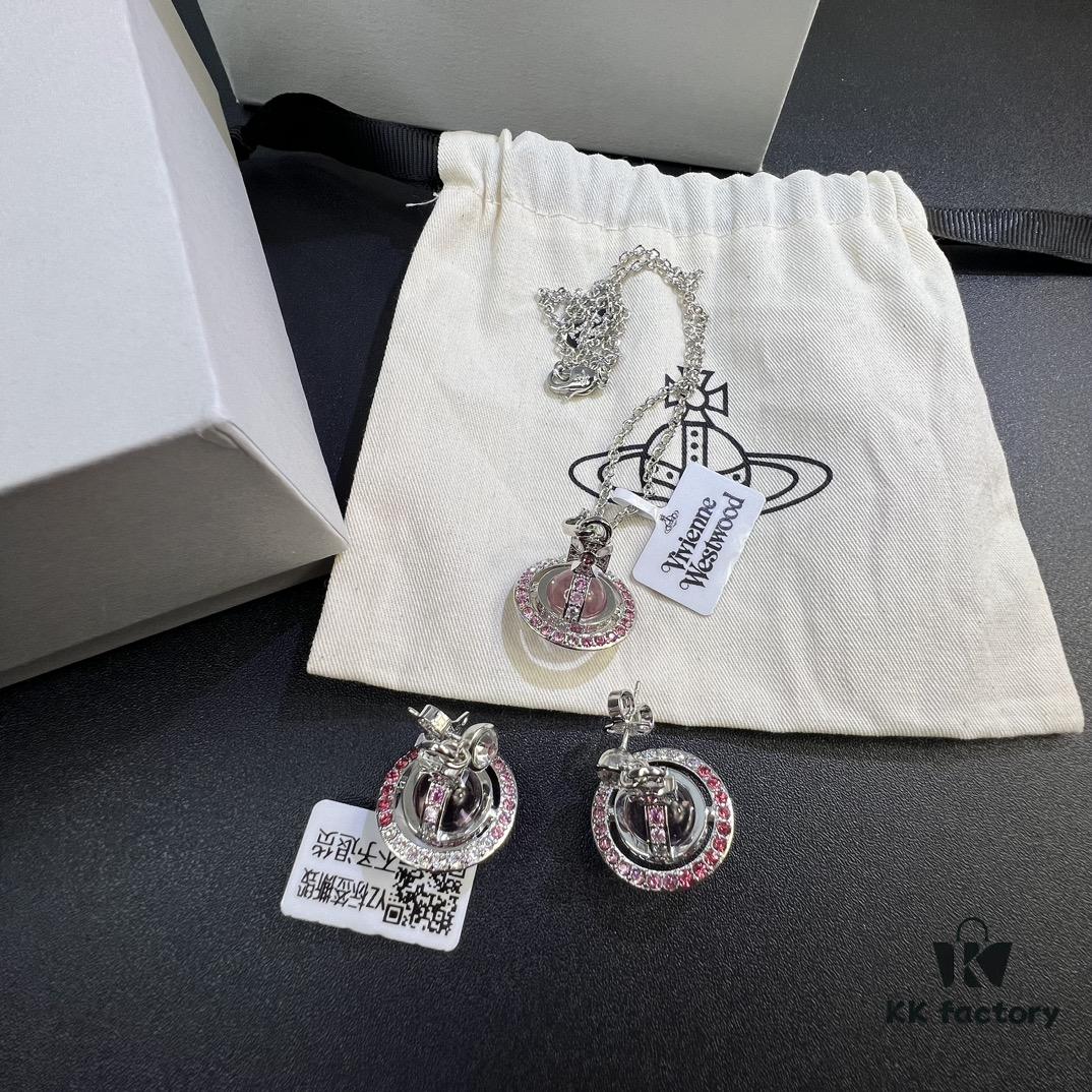 69300eb712f62673a6fac150 Vivienne Westwood Graduated Track Glass Pink Ball Necklace and Earrings Set