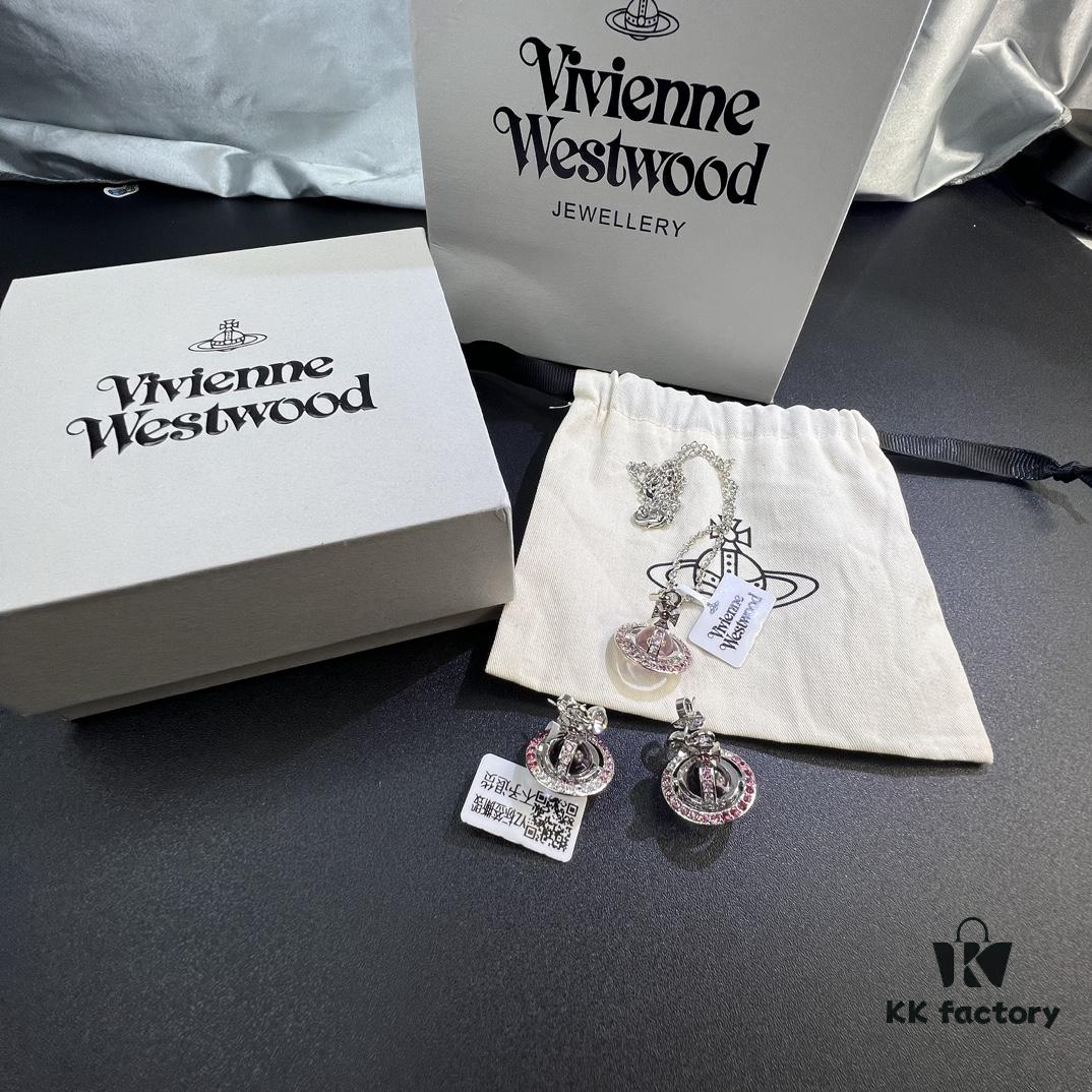 69300eb712f62673a6fac151 Vivienne Westwood Graduated Track Glass Pink Ball Necklace and Earrings Set