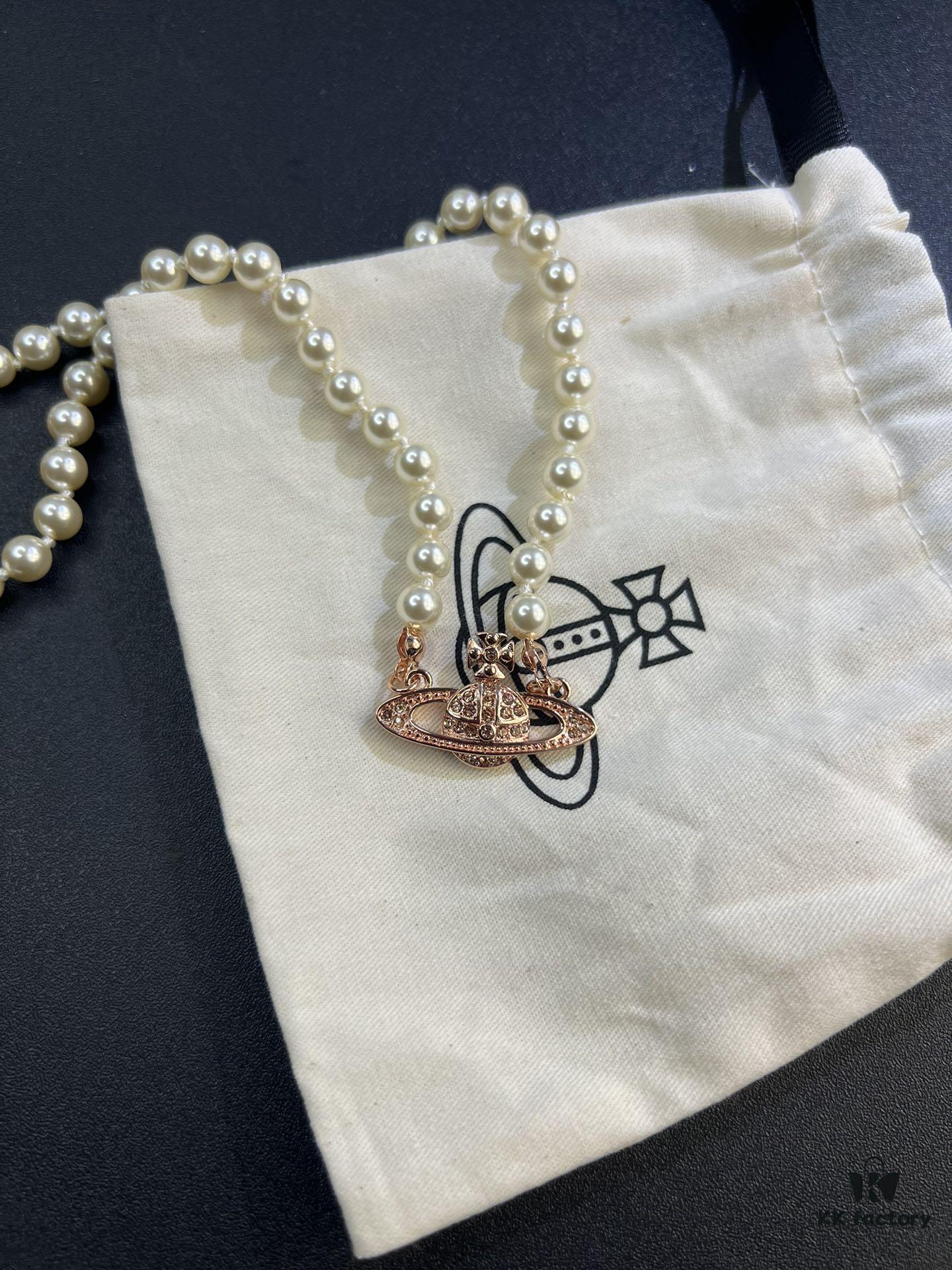 69300ec612f62673a6fac168 West Queen Rose Gold Saturn Pearl Necklace