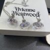 West Queen Purple Gradient Track Ball Necklace and Earrings Set