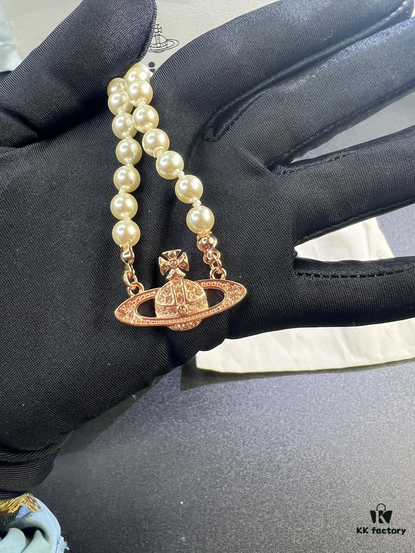 69300ec612f62673a6fac16a West Queen Rose Gold Saturn Pearl Necklace