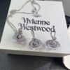 West Queen Purple Gradient Track Ball Necklace and Earrings Set