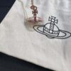 West Queen Rose Gold Pearl Pink Diamond Saturn Necklace