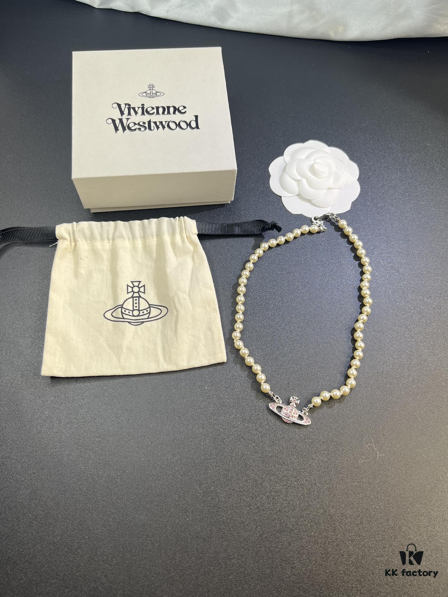 West Grandma Pink Diamond Saturn Pearl Necklace In Stock