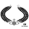 69300ed912f62673a6fac18d Vivienne Westwood Black Crystal Triple Saturn Necklace, Slimming Design