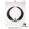 69300eda12f62673a6fac18e Vivienne Westwood Black Crystal Triple Saturn Necklace, Slimming Design