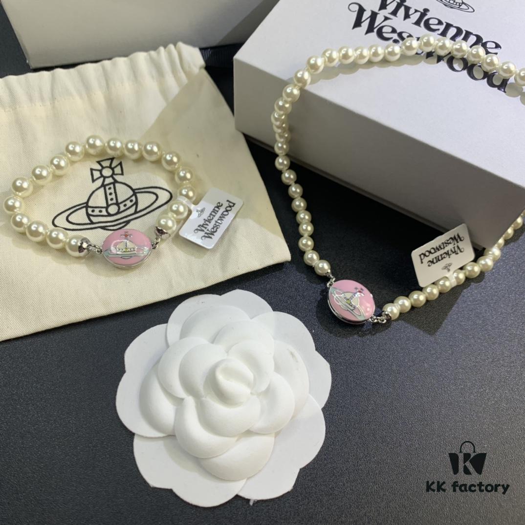 69300ef212f62673a6fac1b6 West Grandma Magnetic Saturn Pearl Necklace and Bracelet Set Available in 4 Colors