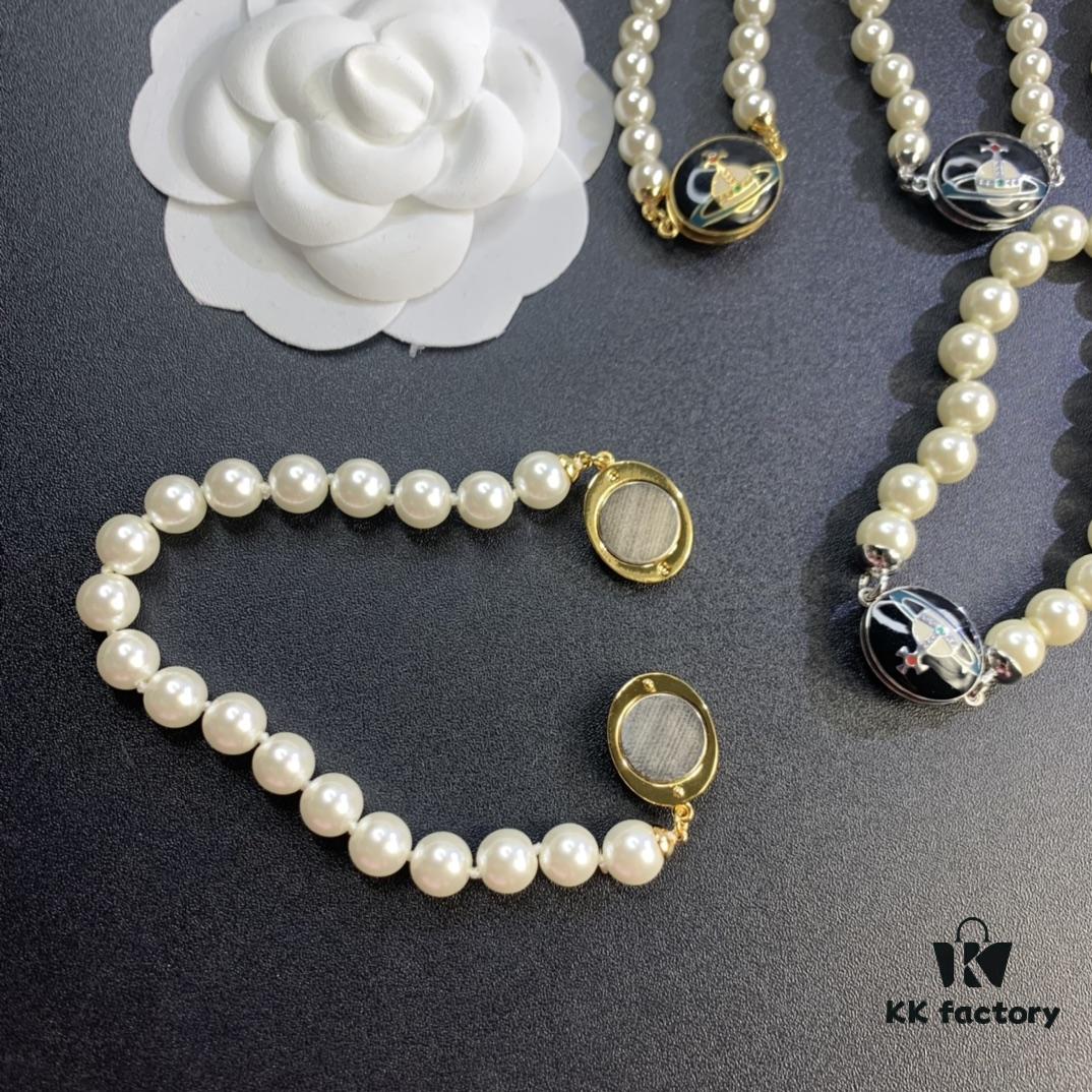 69300ef312f62673a6fac1b8 West Grandma Magnetic Saturn Pearl Necklace and Bracelet Set Available in 4 Colors