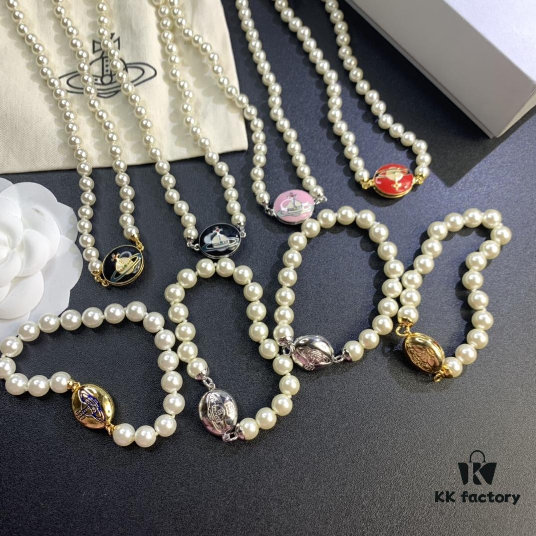 69300ef812f62673a6fac1bf West Grandma Magnetic Saturn Pearl Necklace and Bracelet Set Available in 4 Colors
