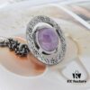 69300efe12f62673a6fac1ca Vivienne Westwood Large Vintage Silver 3D Carved Necklace - Amethyst