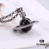 West Queen Large Vintage Silver Carved 3D Track Black Bead