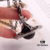 West Queen Large Vintage Silver Carved 3D Track Black Bead