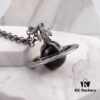 West Queen Large Vintage Silver Carved 3D Track Black Bead