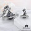 West Queen Small Antique Silver 3D Carved - Cloud Pattern Stone
