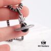 West Grandma Small Antique Silver 3D Carved Necklace - Black Beads