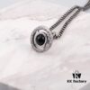 West Grandma Small Antique Silver 3D Carved Necklace - Black Beads