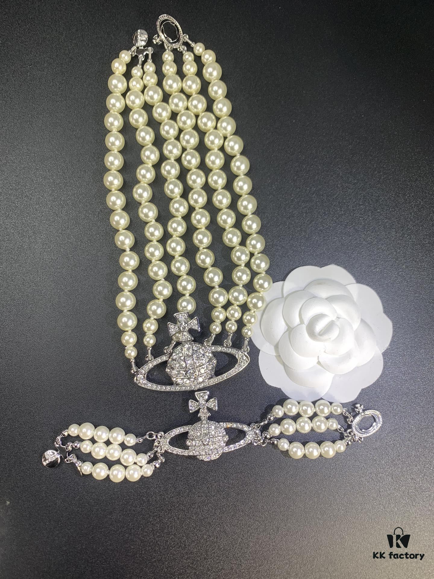 69300f0d12f62673a6fac1e8 West Queen Three-Layer Saturn Necklace Bracelet In Stock