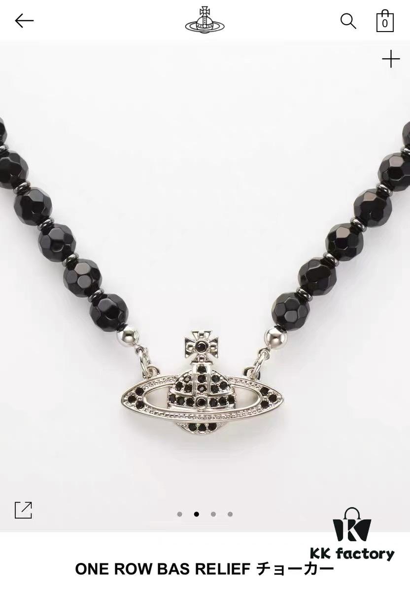 Vivienne Westwood Black Crystal Bead Necklace