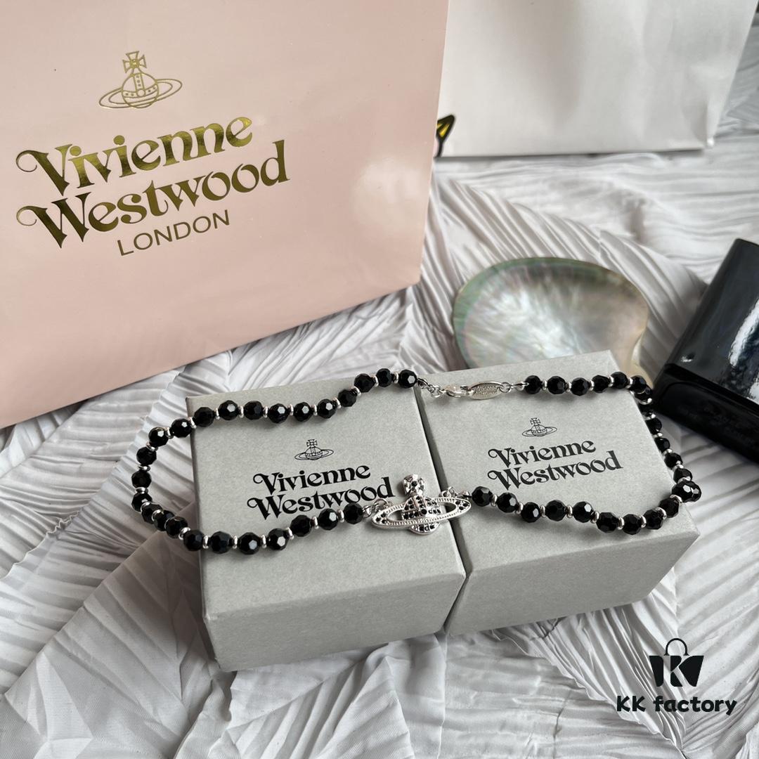Vivienne Westwood Black Crystal Bead Necklace