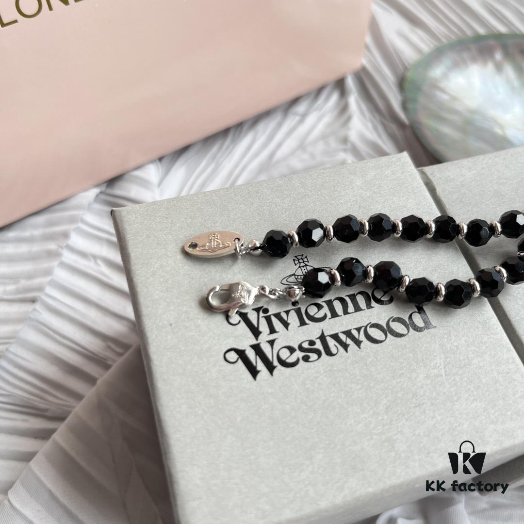 Vivienne Westwood Black Crystal Bead Necklace