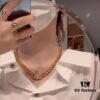 West Queen Full Diamond Magnetic Single-Layer P-Corner Chain Necklace - Gold