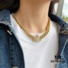 West Queen Full Diamond Magnetic Single-Layer P-Corner Chain Necklace - Gold