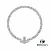 West Grandma Full Diamond Magnetic Single-Layer P-Shaped Link Necklace - White Gold Color