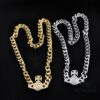 West Grandma Full Diamond Magnetic Single-Layer P-Shaped Link Necklace - White Gold Color