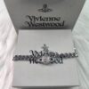 West Grandma Full Diamond Magnetic Single-Layer P-Shaped Link Necklace - White Gold Color