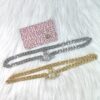 West Grandma Full Diamond Magnetic Single-Layer P-Shaped Link Necklace - White Gold Color