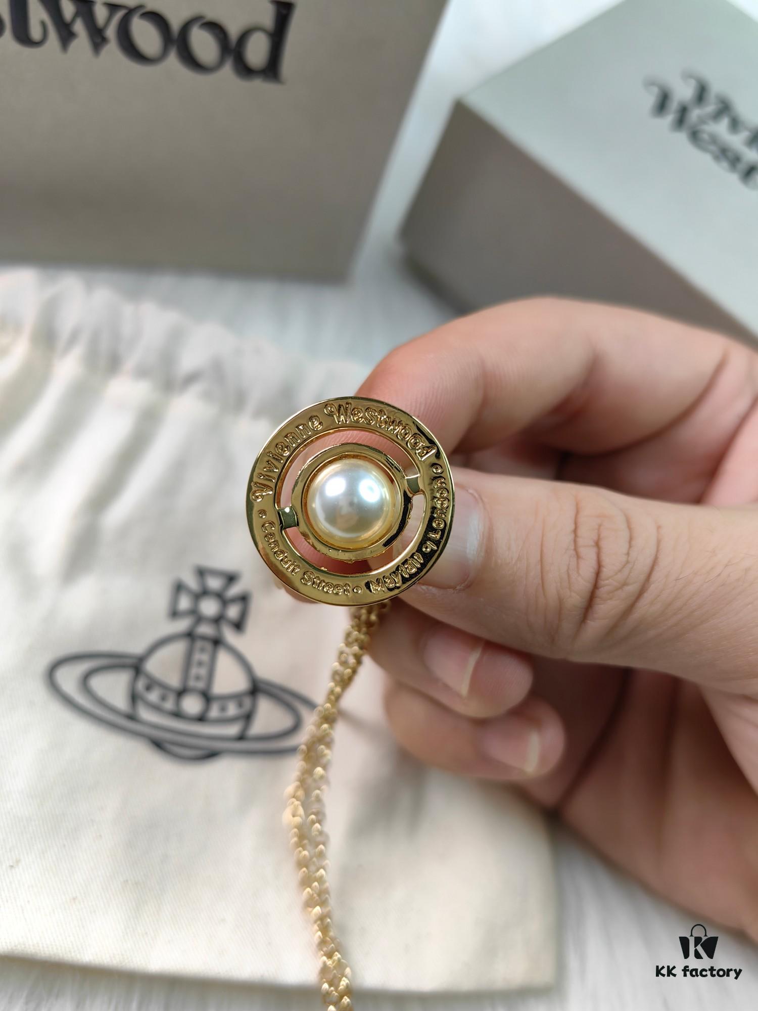 West Queen Three-Dimensional Saturn Pearl Necklace in Gold Color