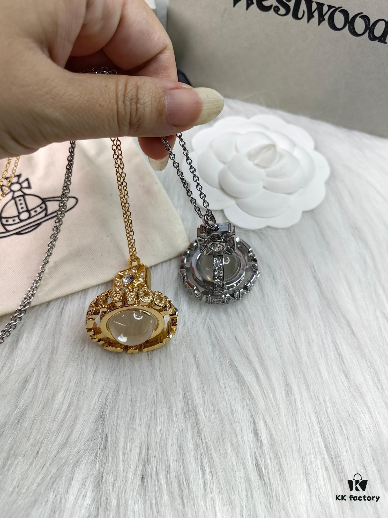 Westminster Full Diamond Crystal Ball Large White Gold and Yellow Gold Color