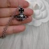 Westminster Globe Necklace in White Gold with Black Accents